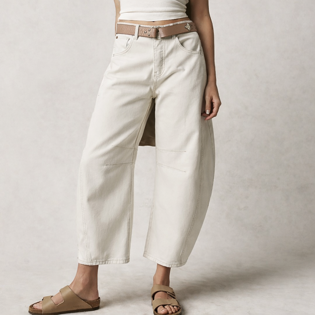 Dames Baggy Wide Leg Jeans Washed Lang