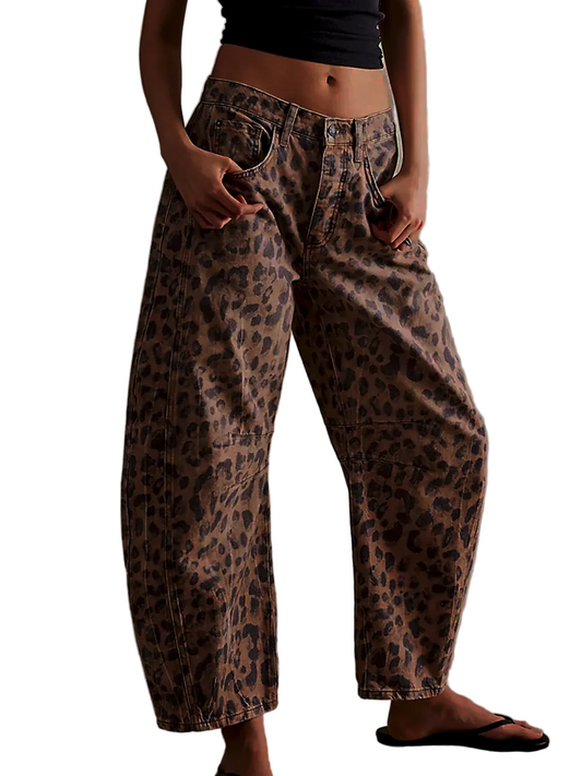 Dames Barrel Leg Jeans Cropped Lang