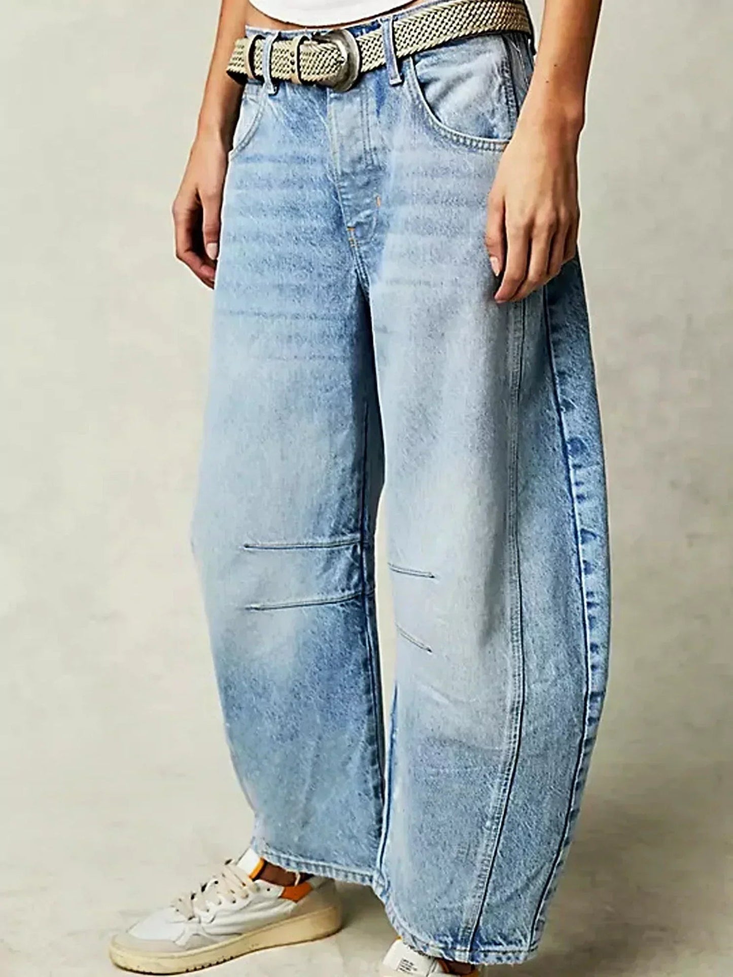 Dames Barrel Leg Jeans Cropped Lang