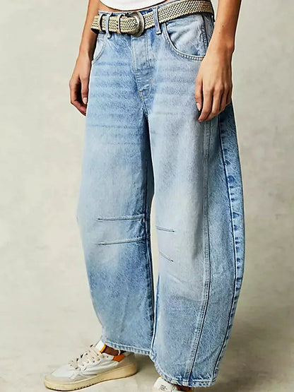 Dames Barrel Leg Jeans Cropped Lang