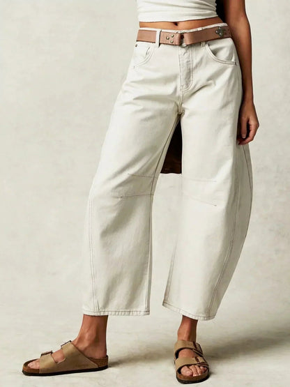 Dames Barrel Leg Jeans Cropped Lang