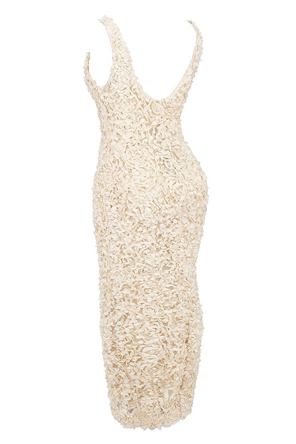 Dames Bloemen Appliqué Avondjurk V Hals Maxi