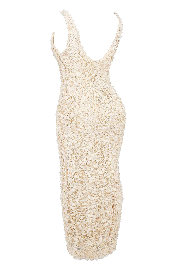 Dames Bloemen Appliqué Avondjurk V Hals Maxi
