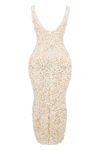 Dames Bloemen Appliqué Avondjurk V Hals Maxi