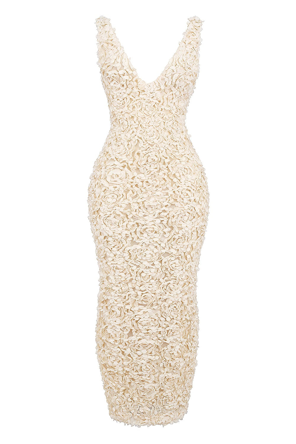 Dames Bloemen Appliqué Avondjurk V Hals Maxi