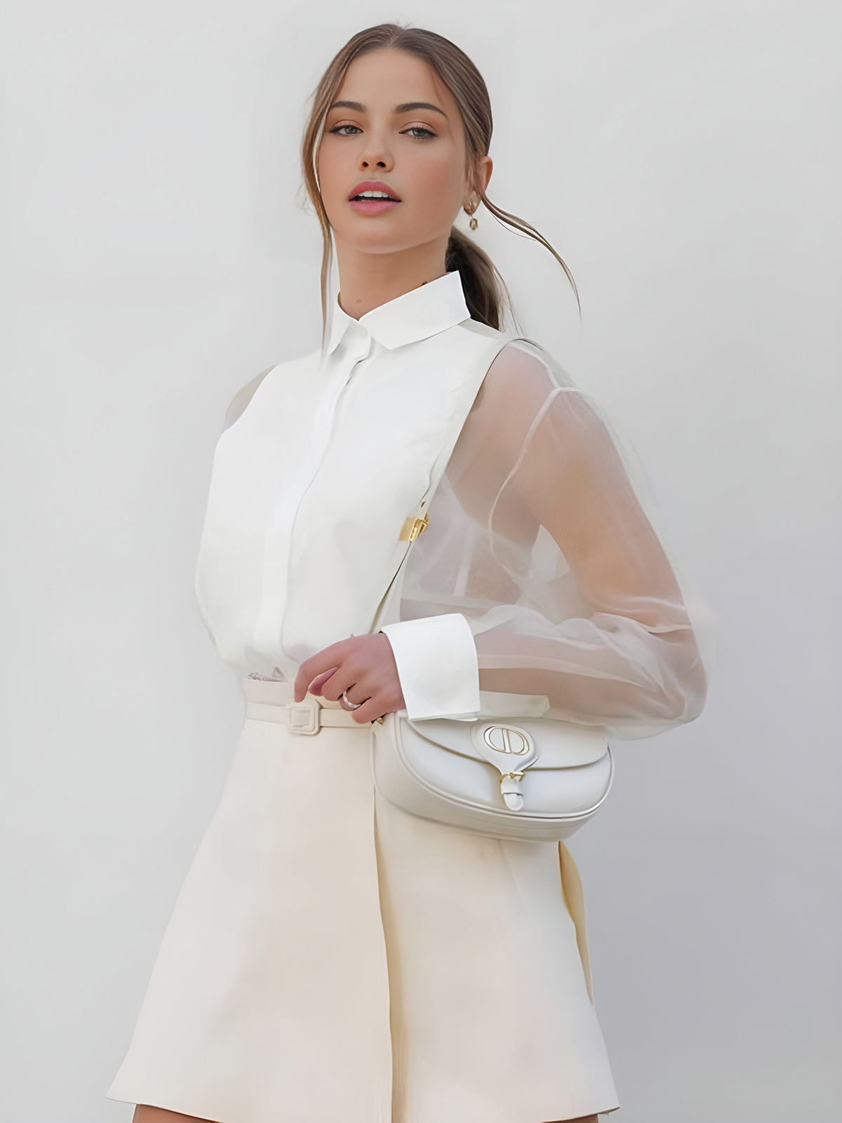 Dames Blouse met Kraag Lange Mouw