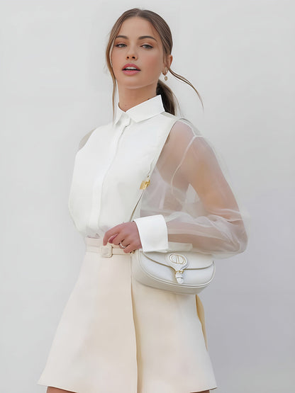 Dames Blouse met Kraag Lange Mouw