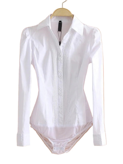 Dames Body Blouse Button Down Lange Mouw