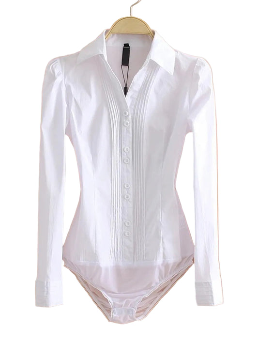 Dames Body Blouse Button Down Lange Mouw
