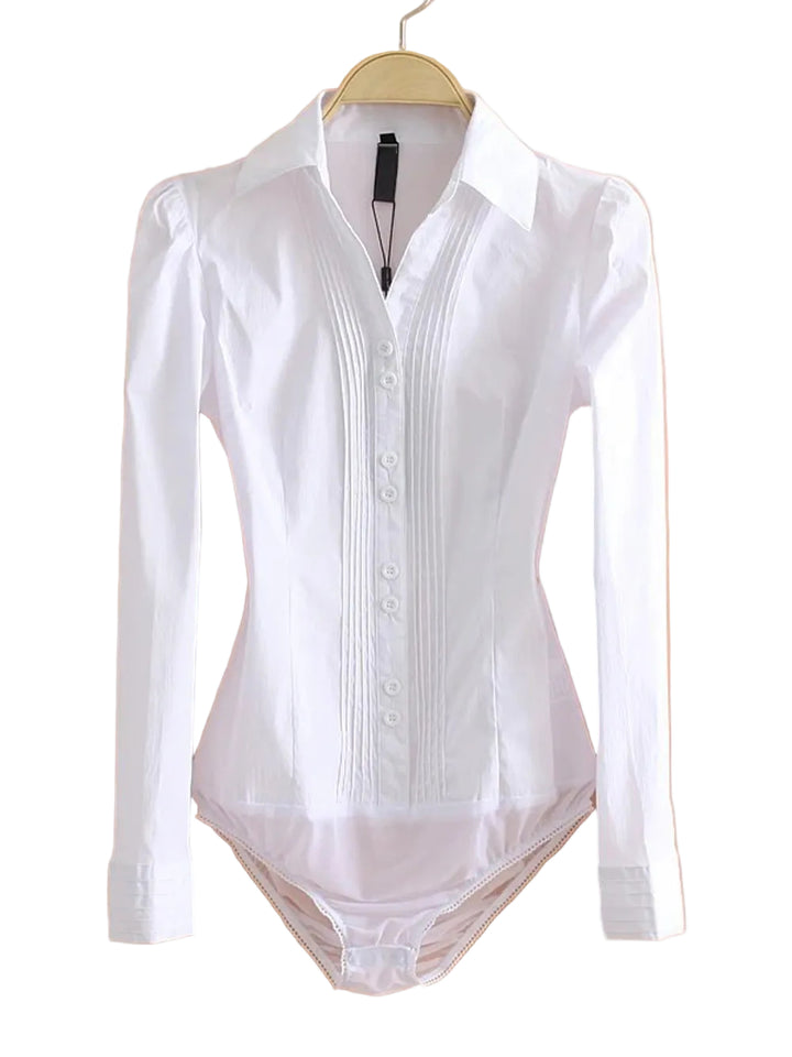 Dames Body Blouse Button Down Lange Mouw