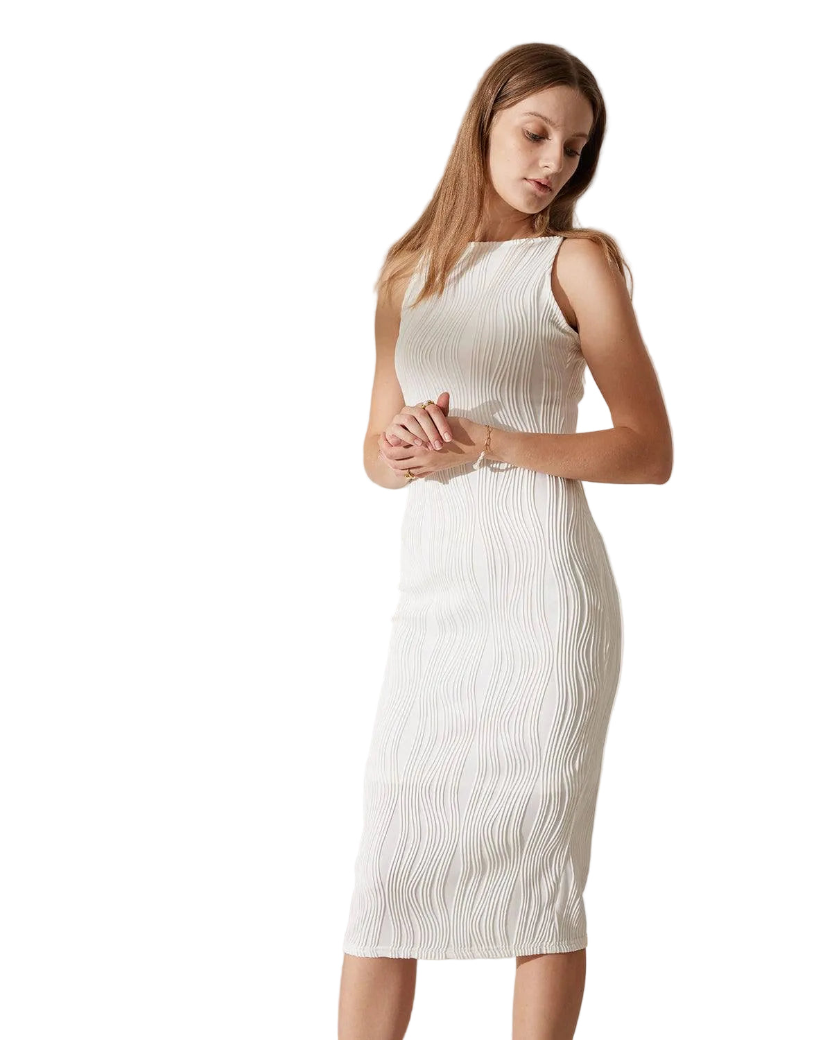 Dames Bodycon Mouwloze Jurk Midi