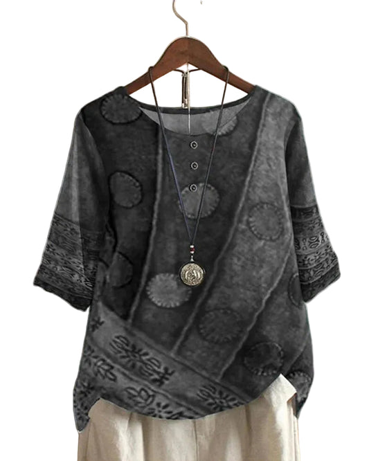 Dames Boho Print Tuniek Korte Mouw Oversized