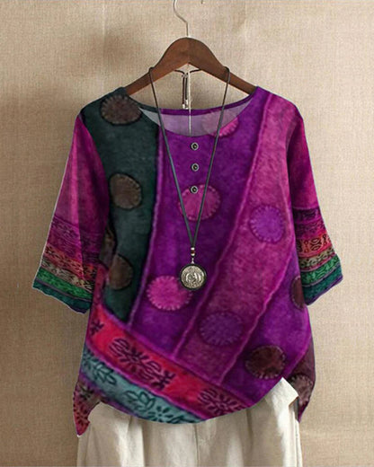 Dames Boho Print Tuniek Korte Mouw Oversized