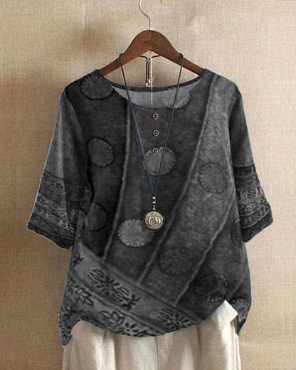 Dames Boho Print Tuniek Korte Mouw Oversized