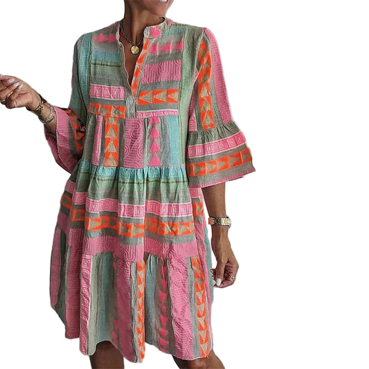 Dames Boho Print Zomer Jurk Mini