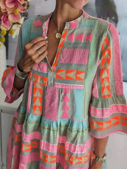 Dames Boho Print Zomer Jurk Mini