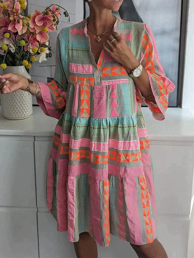 Dames Boho Print Zomer Jurk Mini