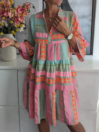 Dames Boho Print Zomer Jurk Mini