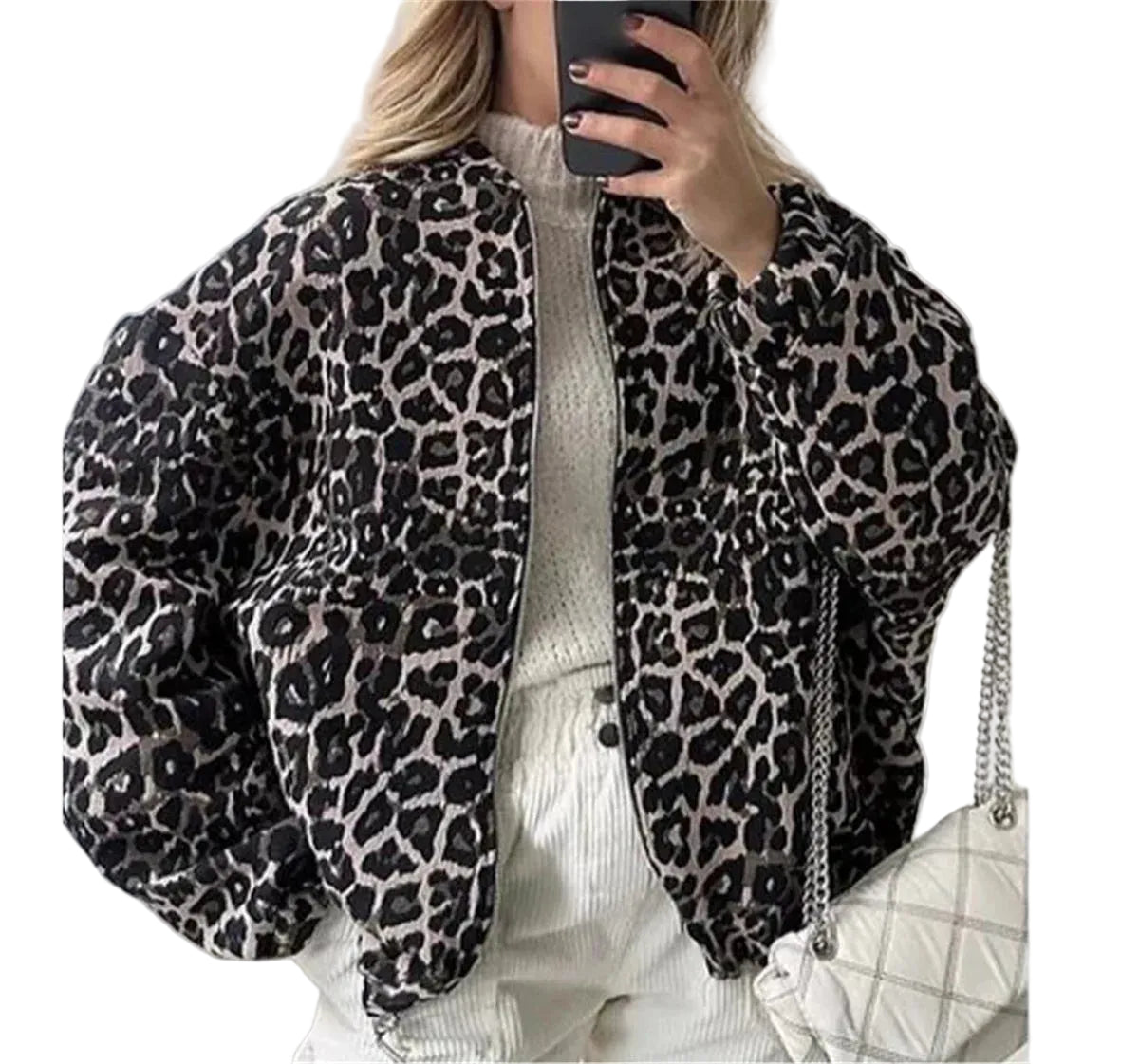Dames Bomberjack Panter Print  Kort Jasje