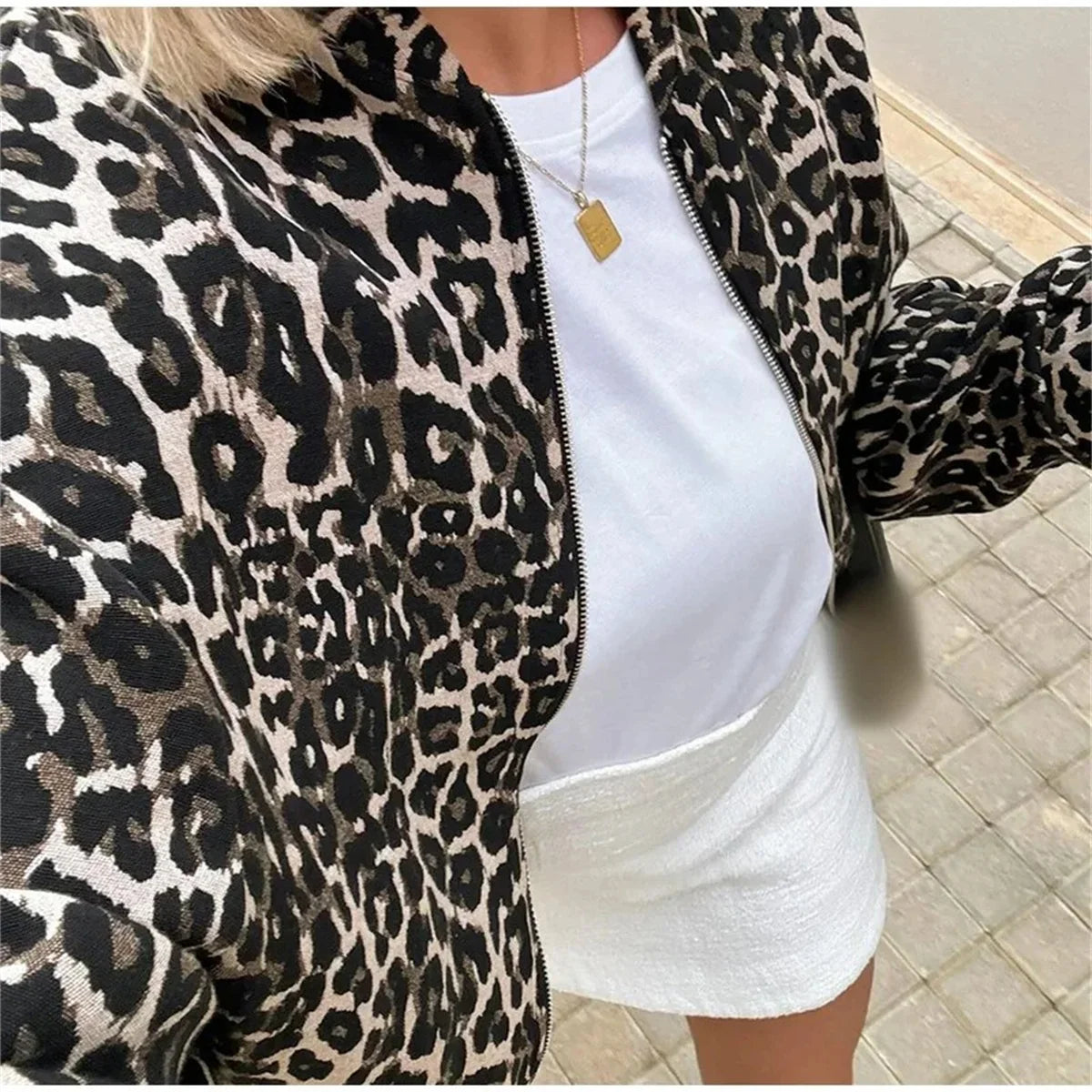 Dames Bomberjack Panter Print  Kort Jasje