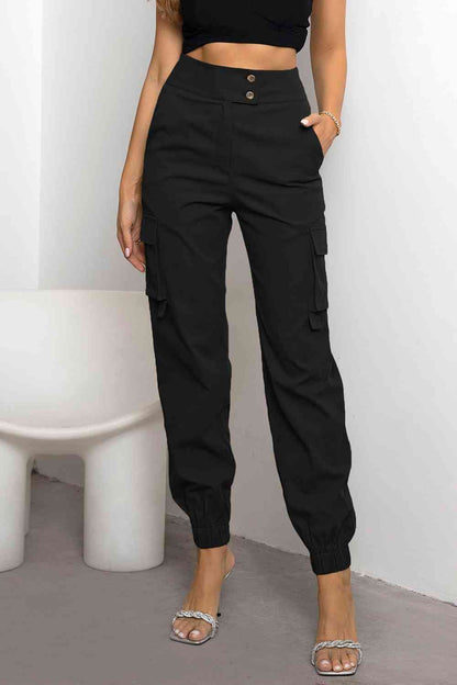 Dames Cargo Broek Hoge Taille Tapered Fit