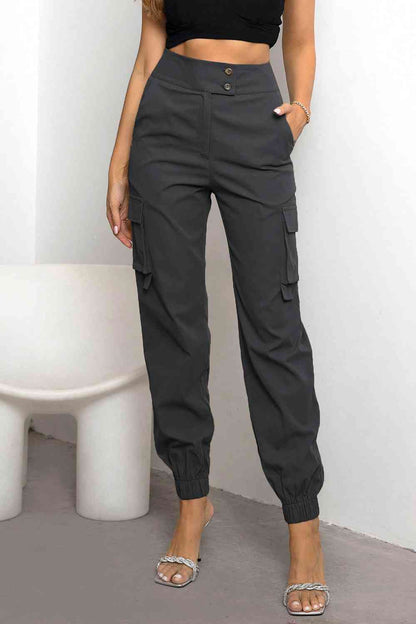 Dames Cargo Broek Hoge Taille Tapered Fit