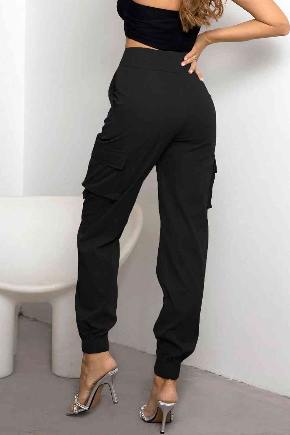 Dames Cargo Broek Hoge Taille Tapered Fit