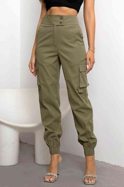 Dames Cargo Broek Hoge Taille Tapered Fit