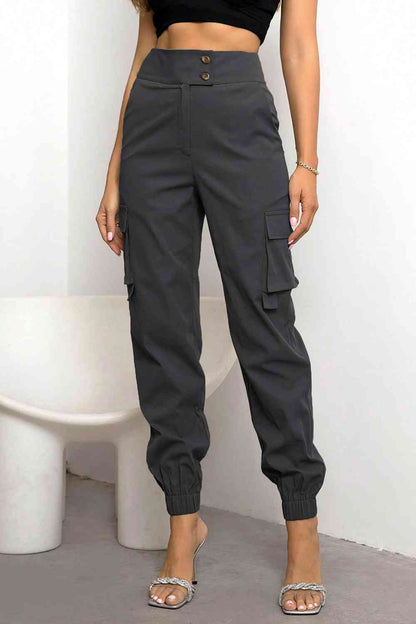 Dames Cargo Broek Hoge Taille Tapered Fit