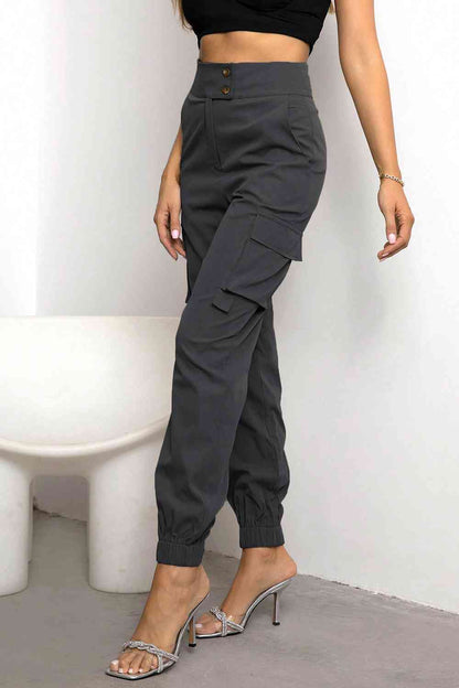Dames Cargo Broek Hoge Taille Tapered Fit