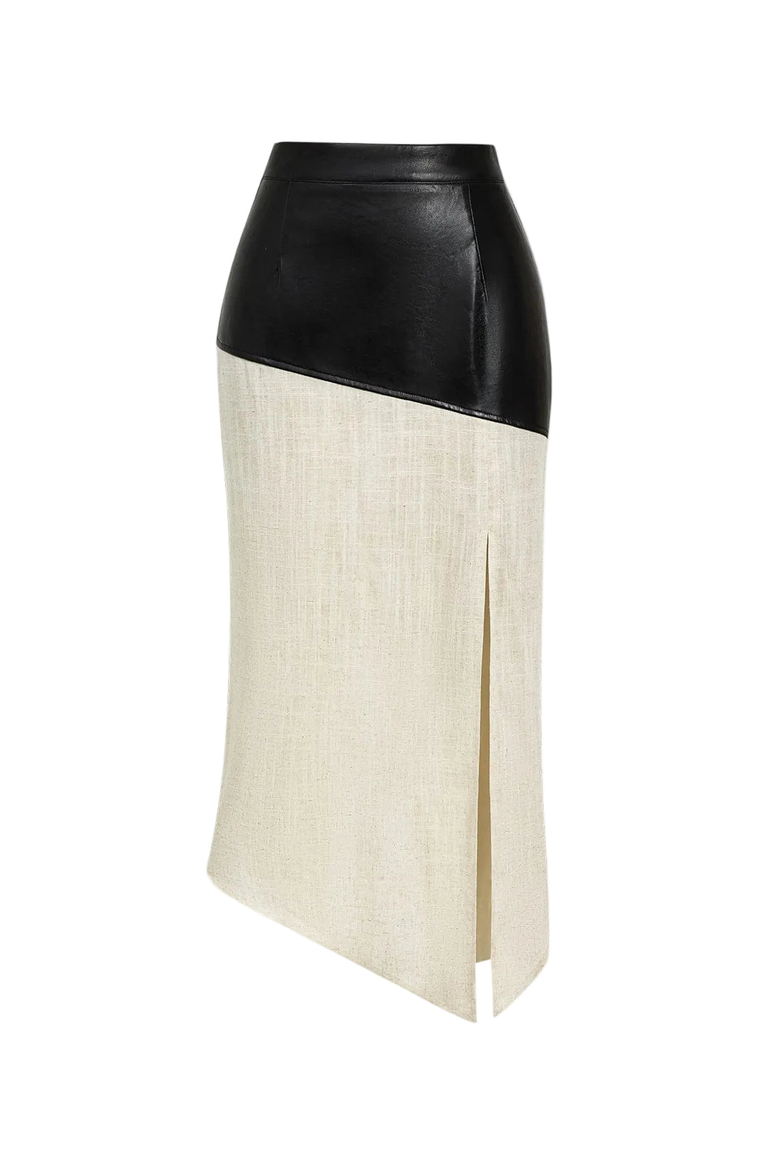 Dames Color Block Midi Rok met Split Hoge Taille