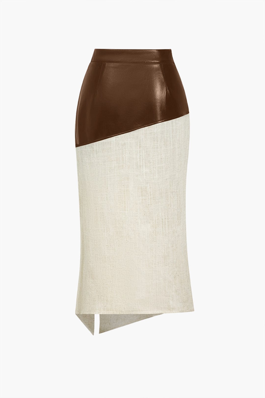 Dames Color Block Midi Rok met Split Hoge Taille