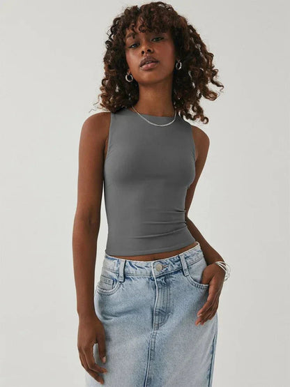 Dames Crop Top Mouwloos Fitted Tank Top