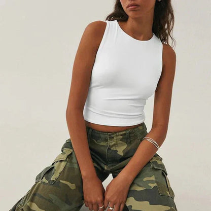 Dames Crop Top Mouwloos Fitted Tank Top