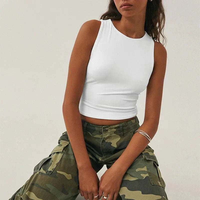 Dames Crop Top Mouwloos Fitted Tank Top