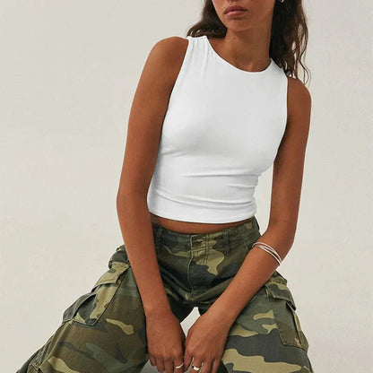Dames Crop Top Mouwloos Fitted Tank Top