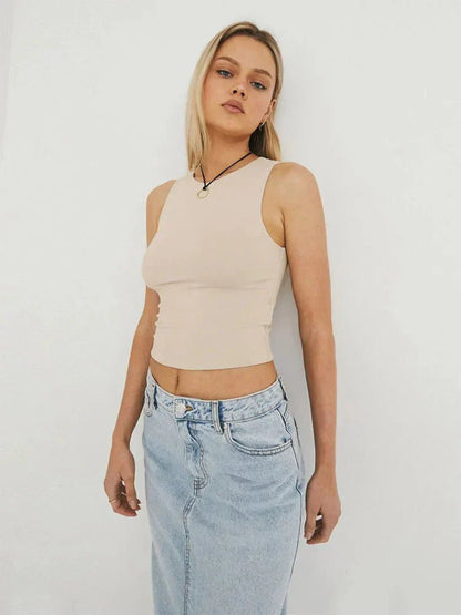 Dames Crop Top Mouwloos Fitted Tank Top