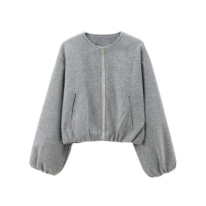 Dames Cropped Bomberjack Pofmouwen
