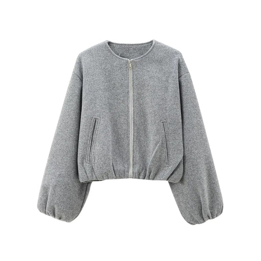 Dames Cropped Bomberjack Pofmouwen