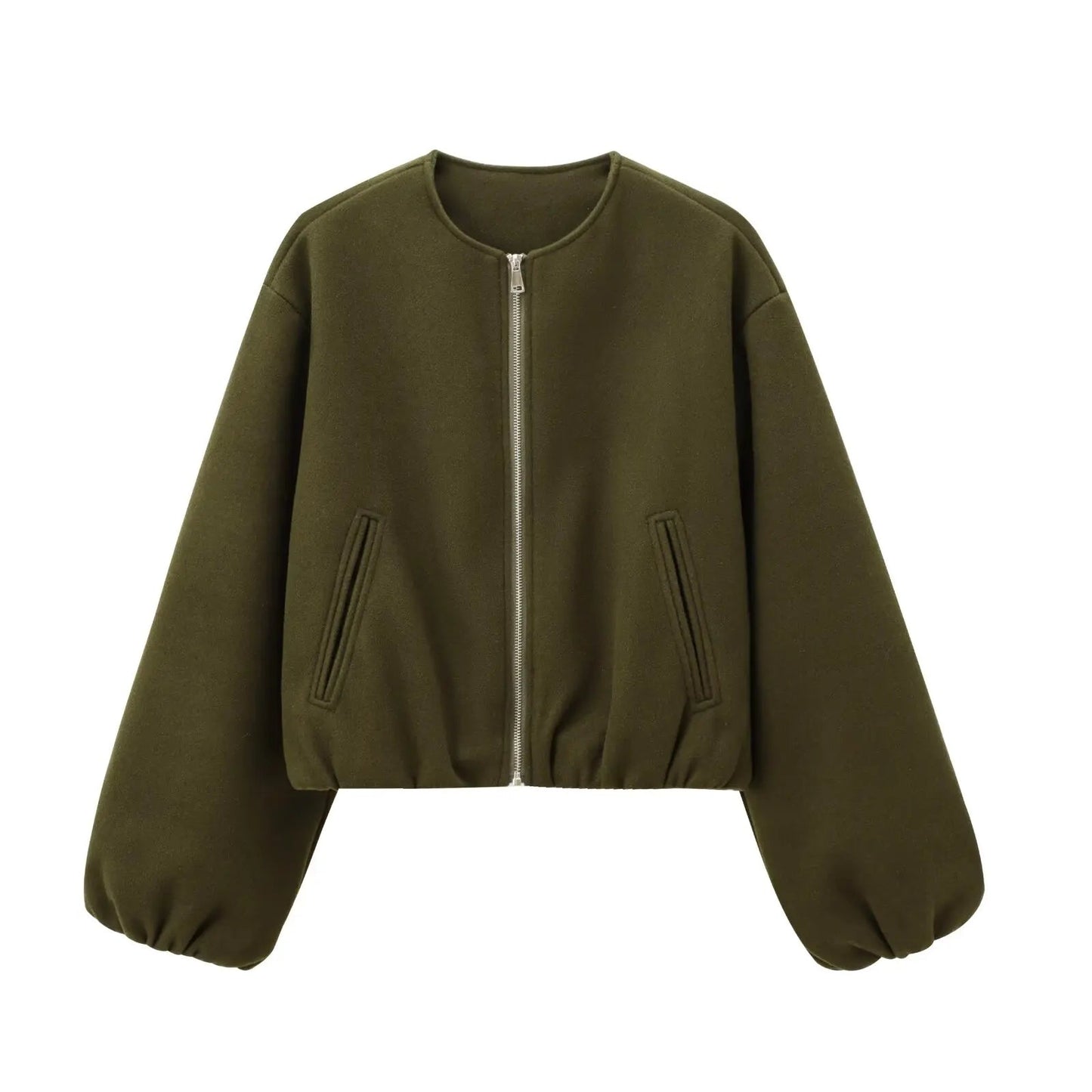 Dames Cropped Bomberjack Pofmouwen