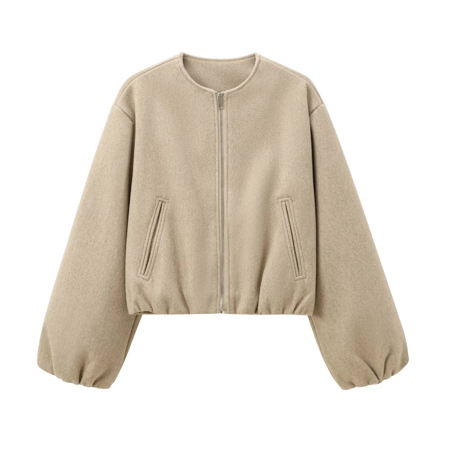 Dames Cropped Bomberjack Pofmouwen