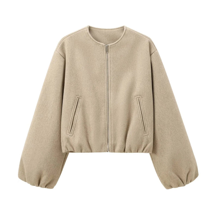 Dames Cropped Bomberjack Pofmouwen