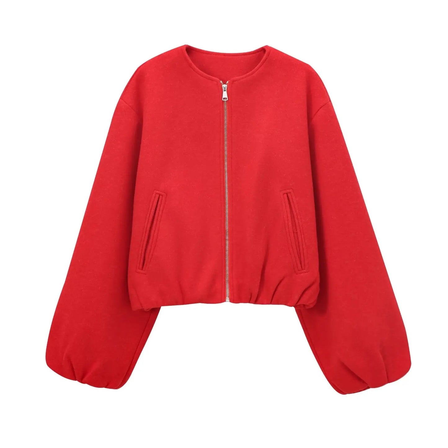 Dames Cropped Bomberjack Pofmouwen