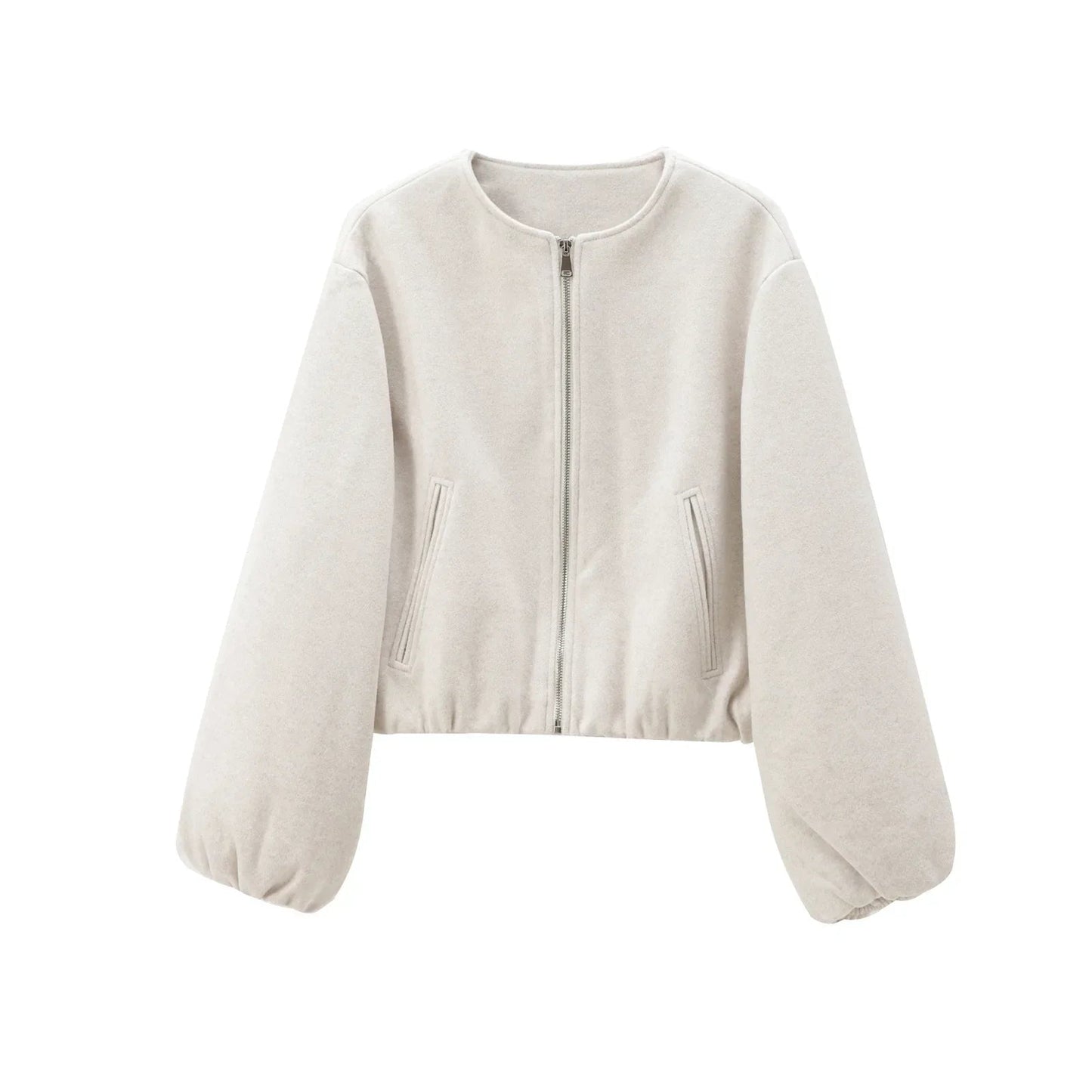 Dames Cropped Bomberjack Pofmouwen