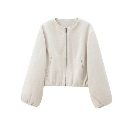 Dames Cropped Bomberjack Pofmouwen