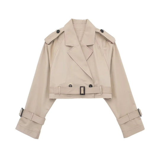 Dames Cropped Trenchcoat Tussenjas