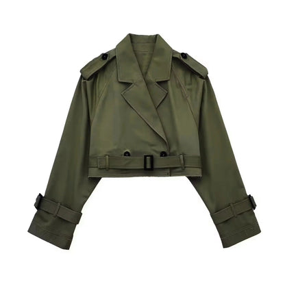 Dames Cropped Trenchcoat Tussenjas