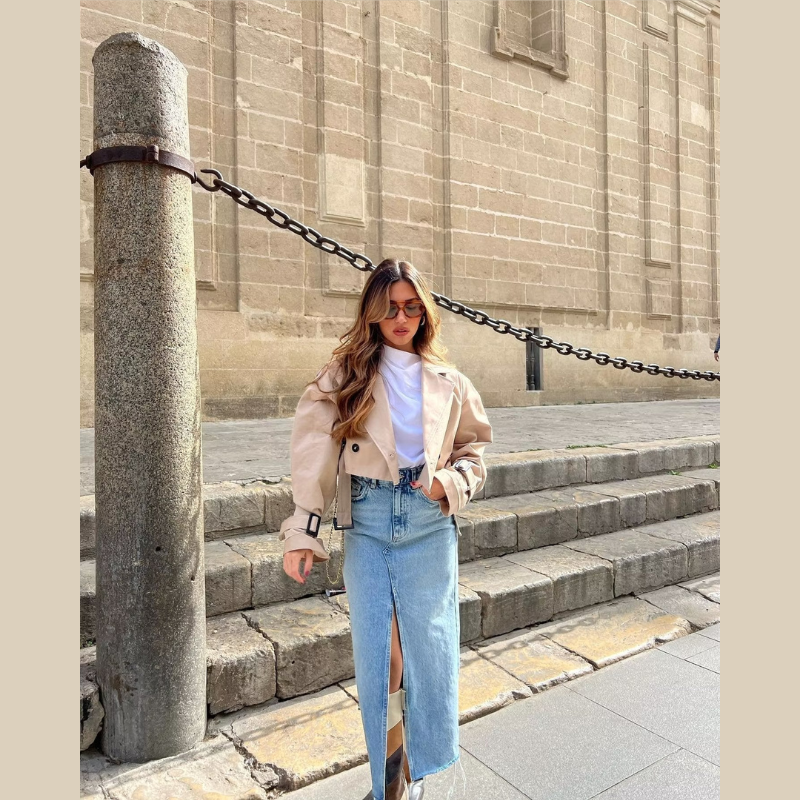 Dames Cropped Trenchcoat Tussenjas