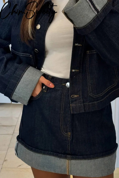 Dames Co Ord Set Jasje en Rok Mini