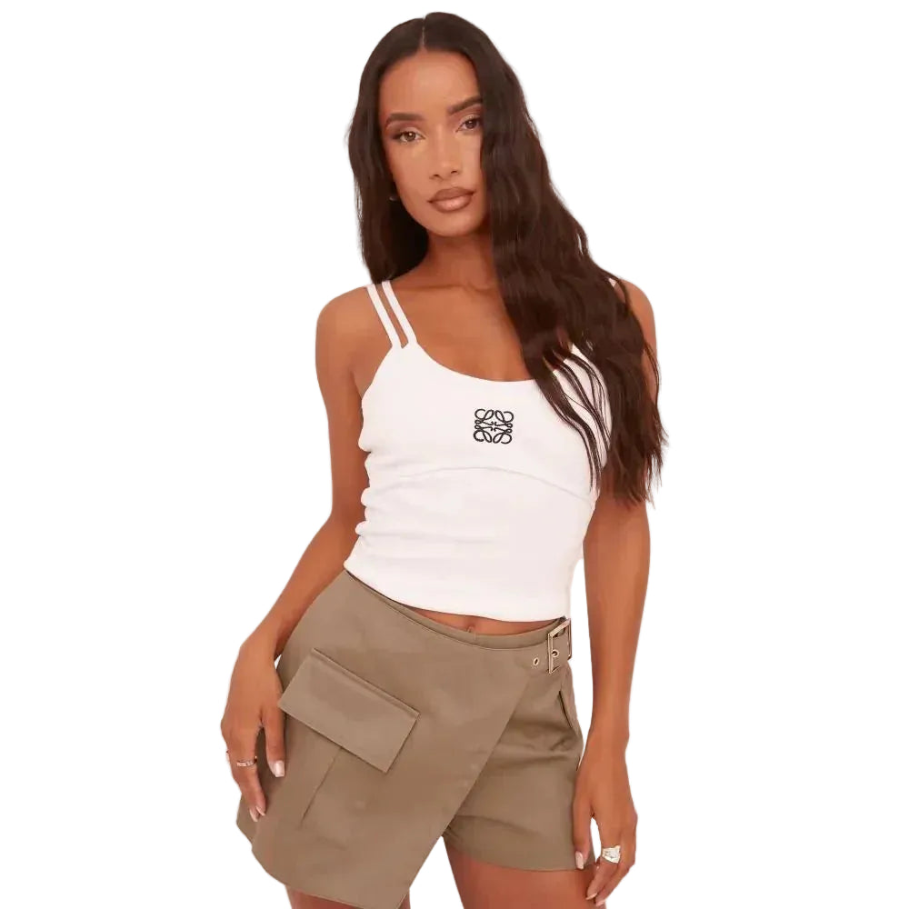 Dames Double Strap Camisole Top Crop